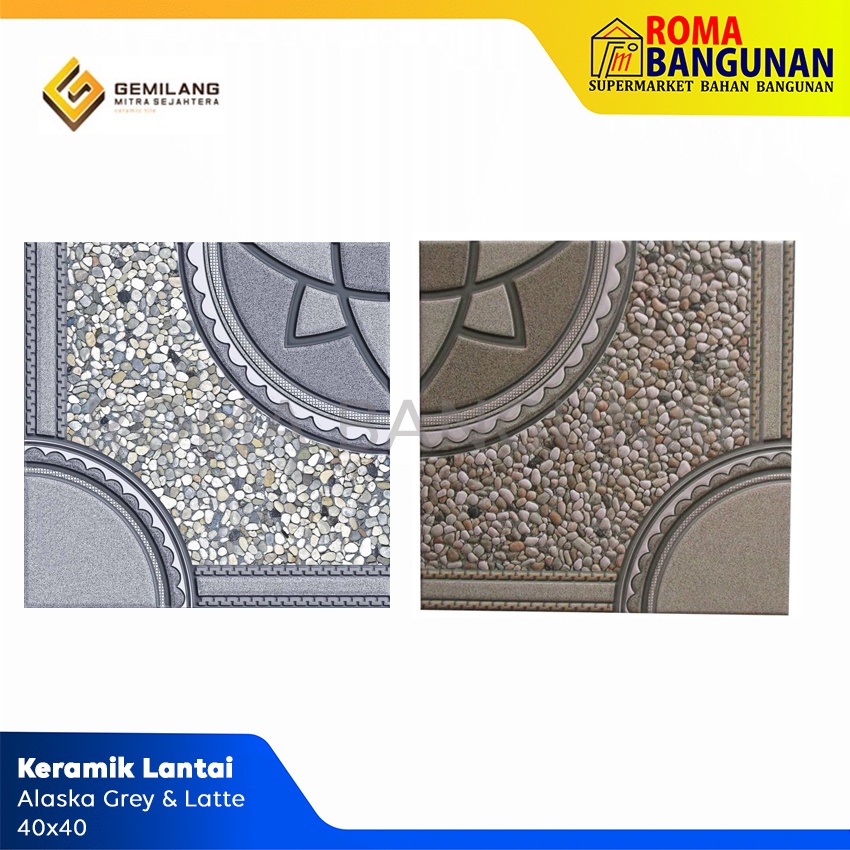 Alaska Keramik Lantai Keramik Kamar Mandi Keramik Teras Keramik Garasi Alaska Ant Gemilang 40X40 - Grey