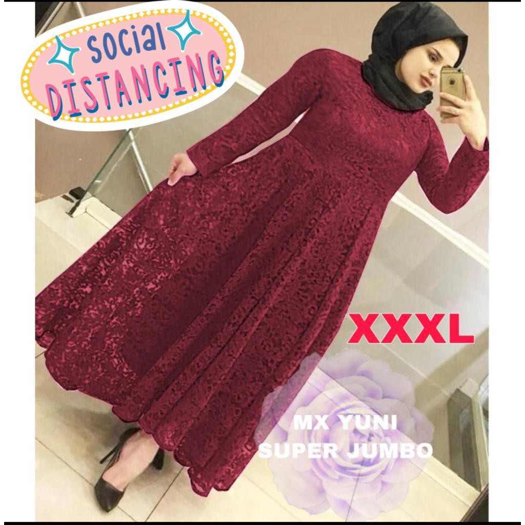 (JAMIN REALPICT) GAMIS YUNI SUPER JUMBO XXXL BUSUI BIGSIZE MAXI DRESS MUSLIM BRUKAT TULANG TIMBUL