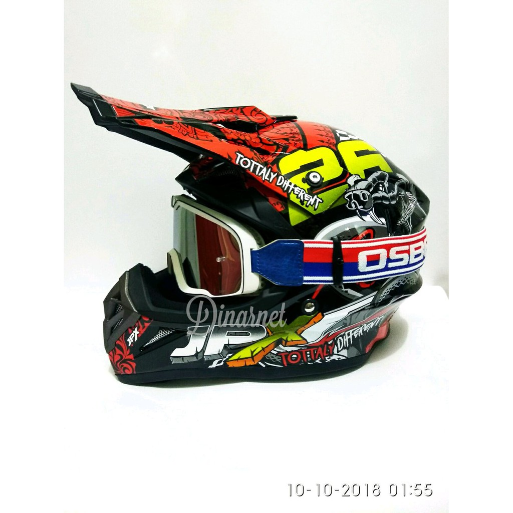 Helm Cross Jpx X16 Cobra Hitam Full Face Trail Trabas Klx Plus Kacamata Goggle Osbe Barstow Putih