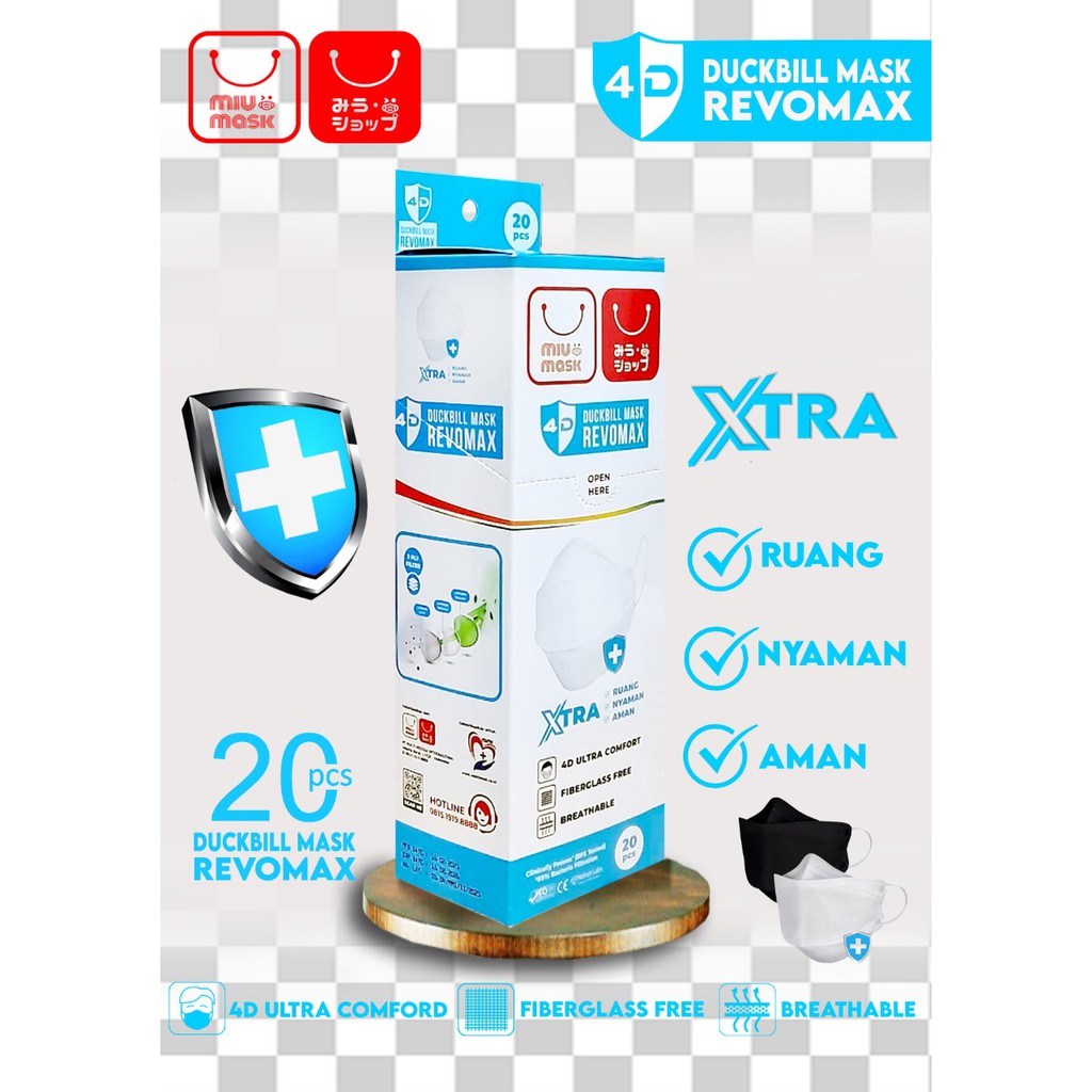 Masker Duckbill 4D / DUCKBILL MASK / MIU Masker REVOMAX / 3 Ply / 20 Pcs