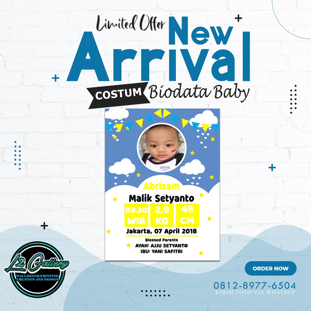 (COD) (COD) BIODATA BAYI - BABY BIO - BIODATA KELAHIRAN BAYI UNIK - KADO BABY NEWBORN