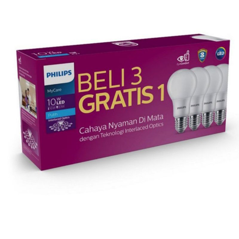 Lampu Philips led bulb 5w 6w 7w 8w 9w 10w 11w 12w 14.5w  my care paket beli 3 gratis 1 5 6 7 8 14 w watt multipack Paket 4pc hemat garansi resmi