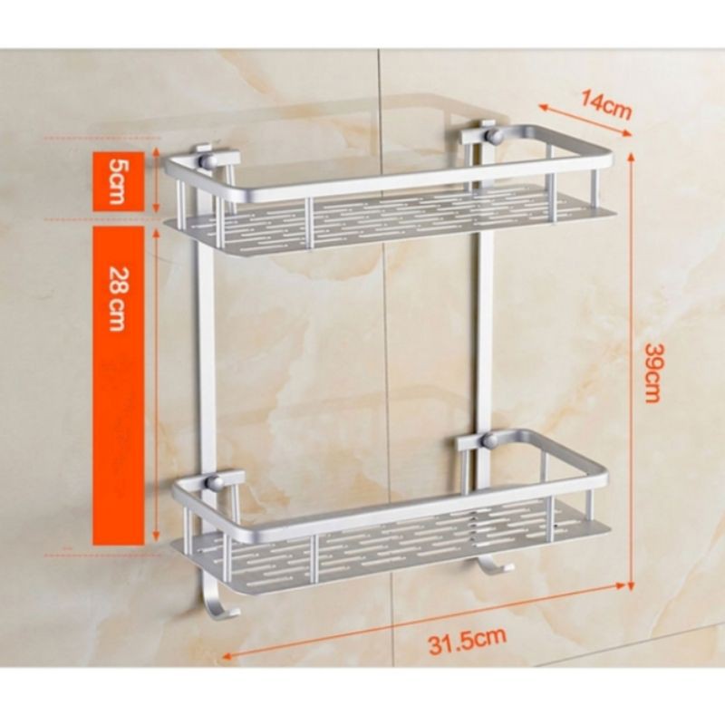 RAK DINDING TOILET ALUMUNIUM KUAT TAHAN LAMA RAK TOILET 2 SUSUN RAK KAMAR MANDI ANTI KARAT TERLARIS