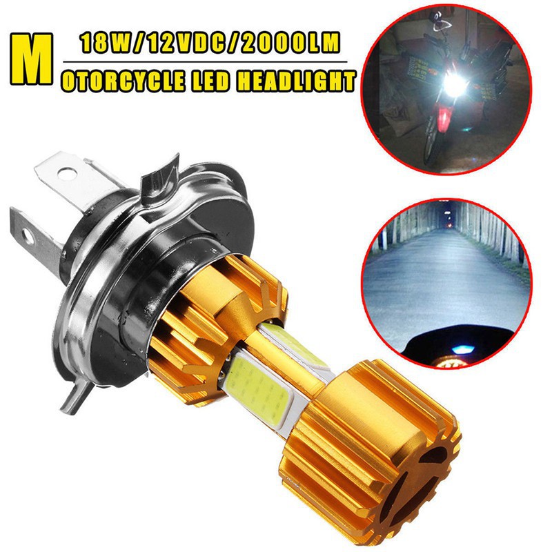 H4 H6 Lampu Depan Motor 6000K LED 18W Hi / Lo COB 2000LM Warna Putih