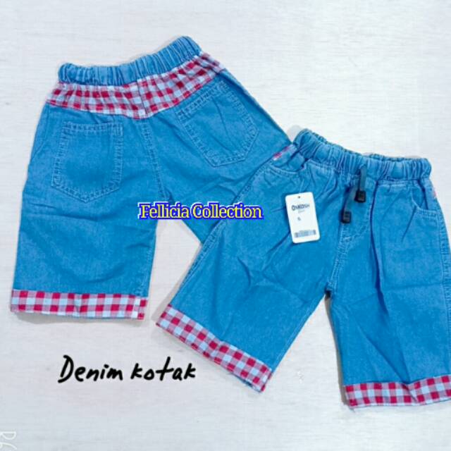 Celana Pendek jeans Denim stik balik,size 2 4 6 / usia 2 - 4 tahun.