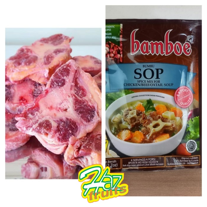 

Paket Sop Oxtail / Buntut sapi Local 500 Gr + Bumbu bamboe SOP 49 Gr