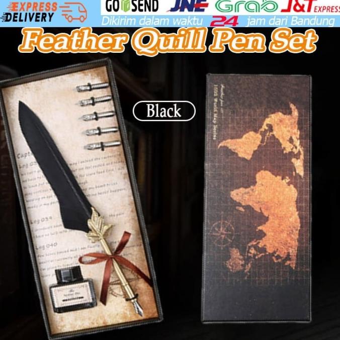 

Pulpen Bulu Pena Kaligrafi Stainless Vintage Retro dengan Kotak Alat
