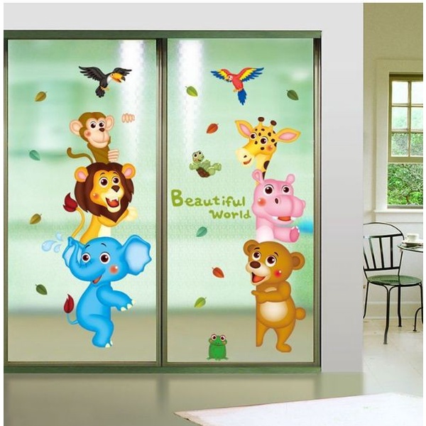 Stiker Dinding Wallstiker Motif Kartun Binatang Cute Animal Hiasan Dekorasi Kamar Anak