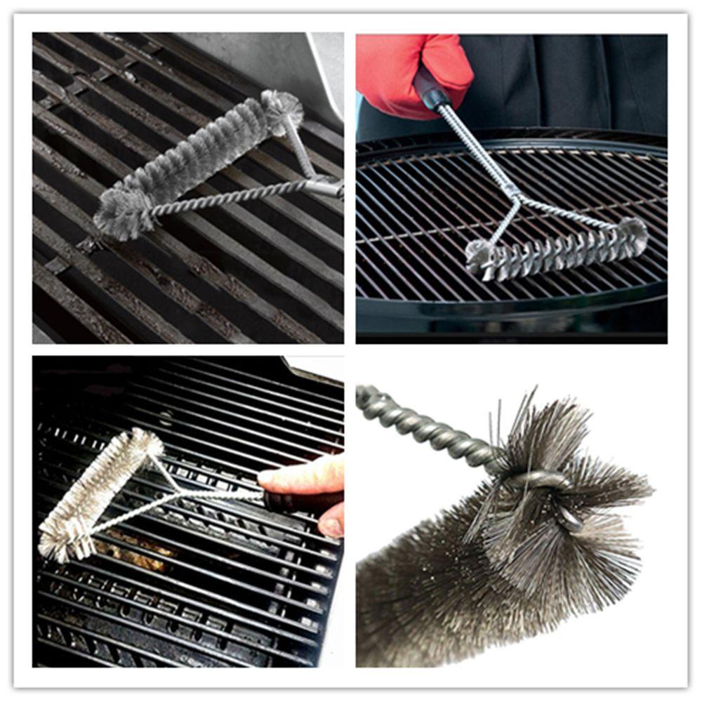 Solighter BBQ Brush Barbecue Scraper Pembersih Panggangan Tahan Lama Kawat Stainless Steel