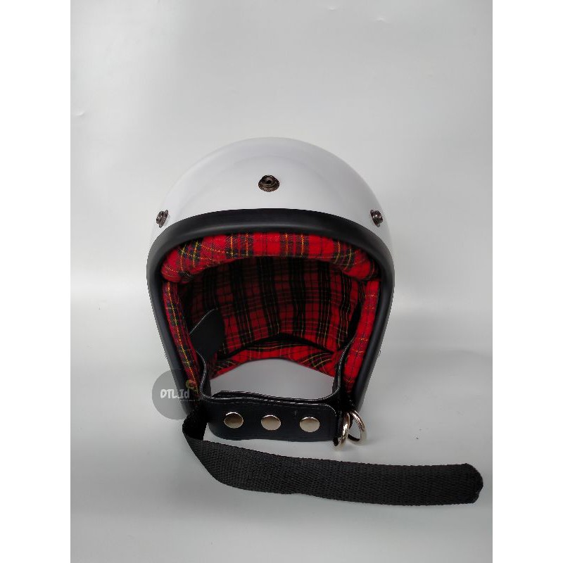 Helm Slim Head Putih Busa Tartan