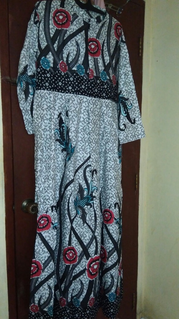 ( Couple Keluarga ) Batik Couple Keluarga Sania Ruffle Ori Ndoro Jowi Dnt - Bunga Ilalang Putih