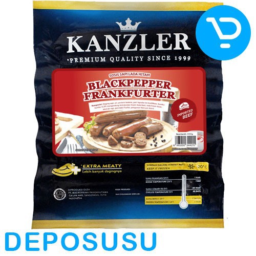 

Sosis KANZLER sausages 300gr, BLACK PEPPER LADA HITAM | GARLIC FRANKFURTER