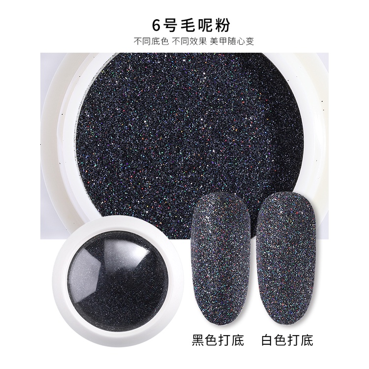 Pretty Bludru nailart hiasan bubuk bludru hitam dan putih bubuk glitter nailart