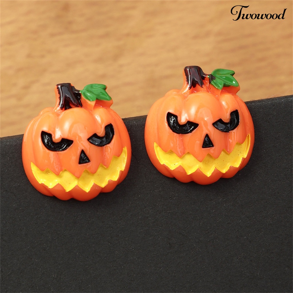 Twowood 1 Pair Beautiful Pumpkin Shape Ear Stud Halloween Style Festive Touch Plastic Fashion Ear Stud for Party