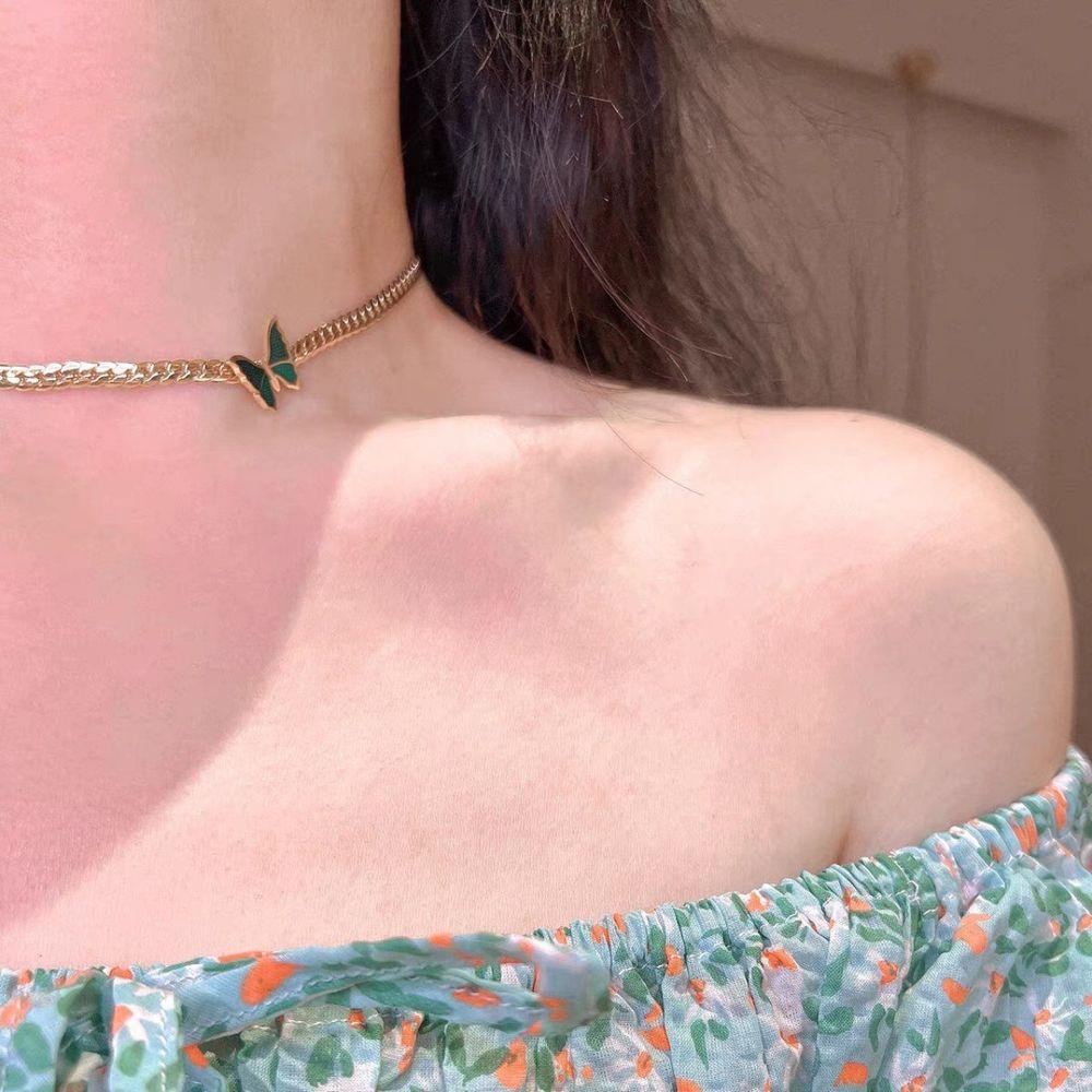 Mxbeauty Kalung Wanita Korea Vintage Anti Karat Perempuan Choker Leher Perhiasan Kerah Sweater Rantai Necklace