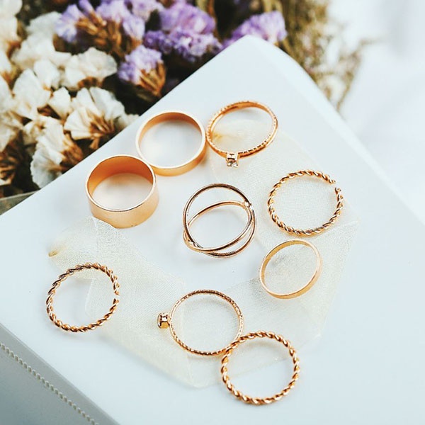 cincin set 9pcs creatuve geometric set rings jci076(1H3)