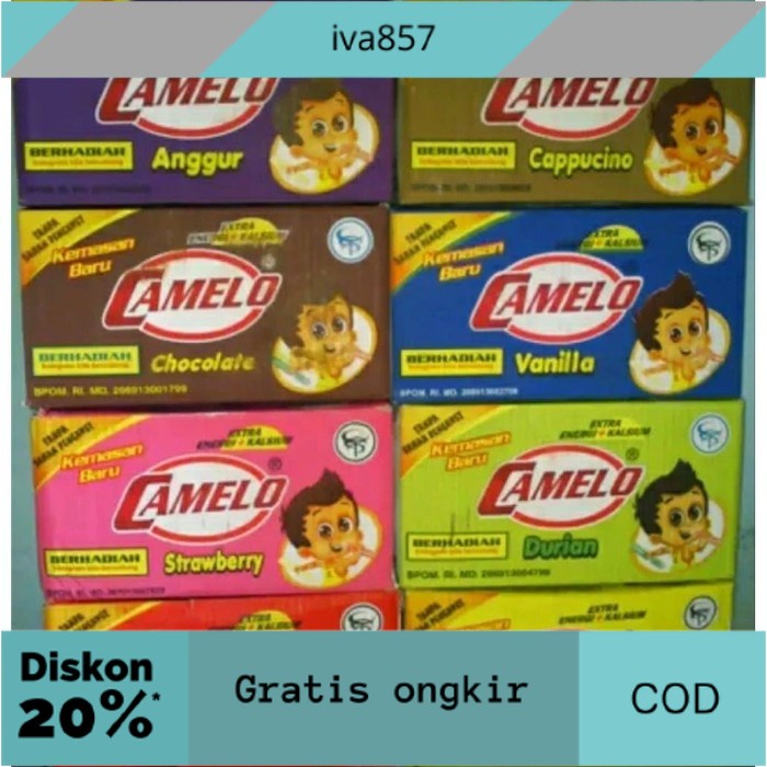 

PROMO 1 Kg Bahan Es Suntik Camelo|Es Bantal Camelo|Es Camelo 18 Renceng GRATIS ONGKIR