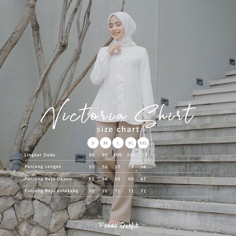femme outfit - victoria shirt size M warna CREAM kemeja wanita