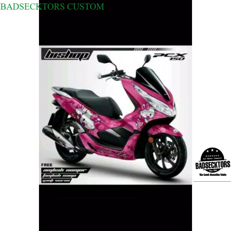 Decal PCX Lokal motif Hello Kitty pink keren