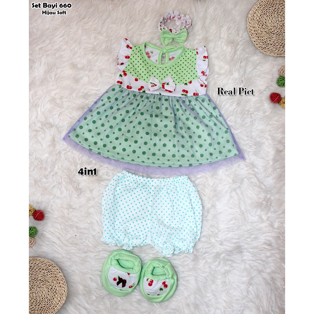 Set Bayi 660 4in1/ Baju Anak Anak Setelan Celana Baju / Setelan Baju Model Anak Perempuan / Baju Murah Jakarta BELI 1 DAPAT 3