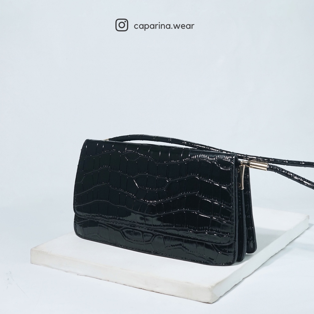 Aruna Croco Bag - Black Jade | Vintage Shoulder Sling Bag Croco | Tas Wanita Korea