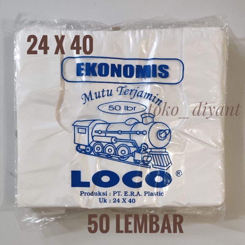 Kantong Plastik Loco ekonomis putih susu 24x40 plastik loco putih 24