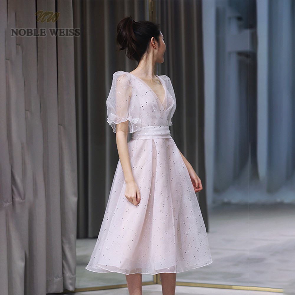 Sexy Prom Dress V-Neck A-Line Organza Prom Dresses Short Prom Dress Cocktail Dresses