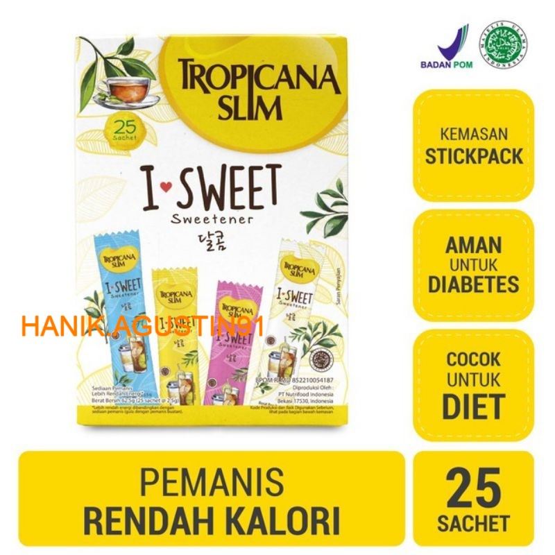 

Tropicana Slim Sweetener I-Sweet 25 sachet - Pemanis untuk Bantu Batasi Gula