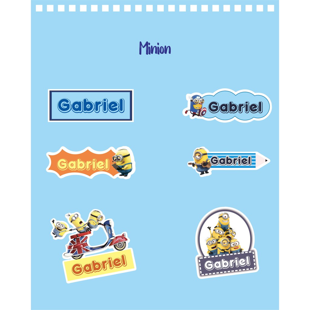 

192pcs Stiker Label Nama Kekinian Tahan Air & Anti Luntur untuk Umum Tema Minion