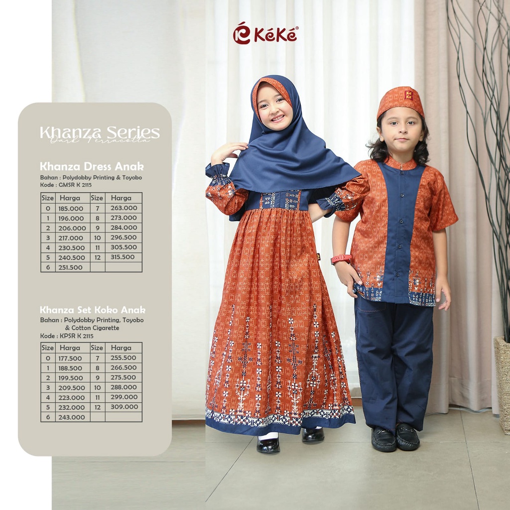 Baju Muslim Anak Keke - Khanza Series Dark Terracotta