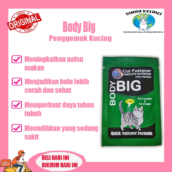 Obat Penggemuk Kucing BODY BIG CAT 20 GR SACHET Vitamin Bulu