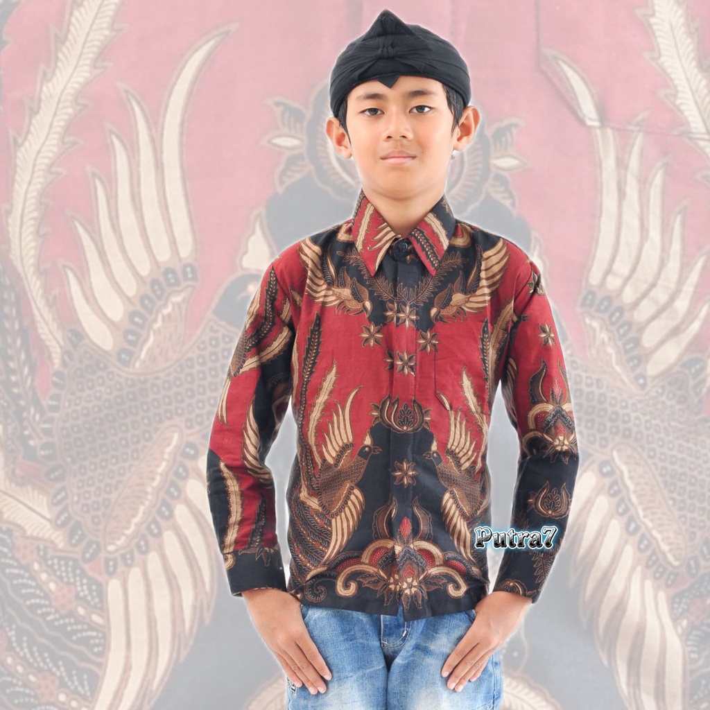 Batik Pria Lengan Panjang Batik Rezz Art motif Garuda Size M L XL XXL 3L 4L 5L 6L JUMBO Reguler-ANAK IRONMAN MARON