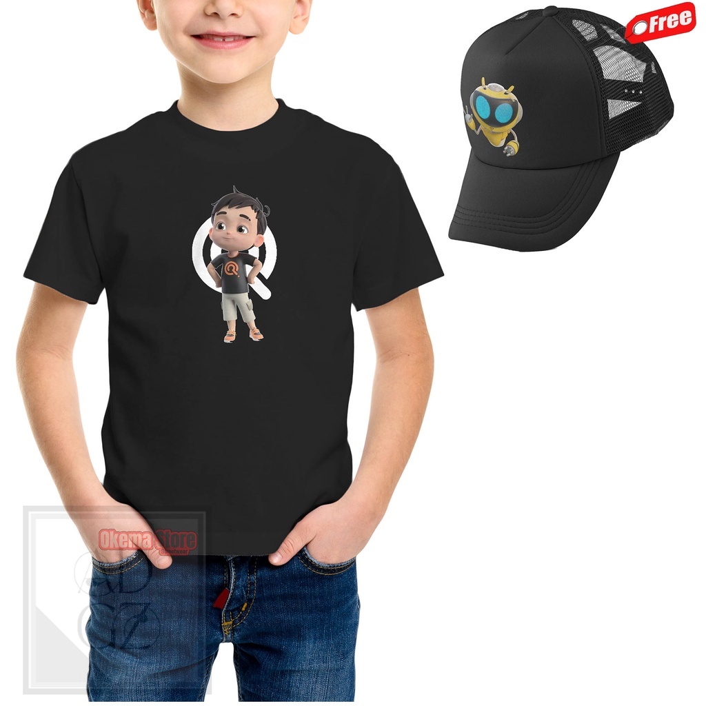BAJU ANAK KAOS RIKO QIO SERIES FREE TOPI |  KIDS FASHION MUSLIM T-SHIRT DISTRO BANDUNG