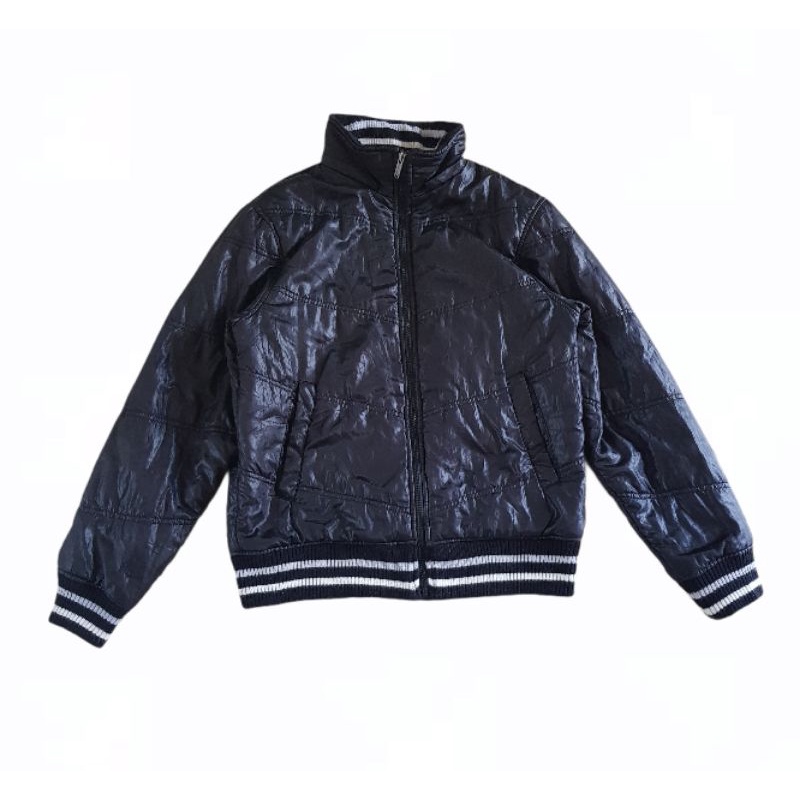 JACKET BOMBER PARKA VARSITY CONVERSE FULL BLACK BEKAS SECOND PRELOVED