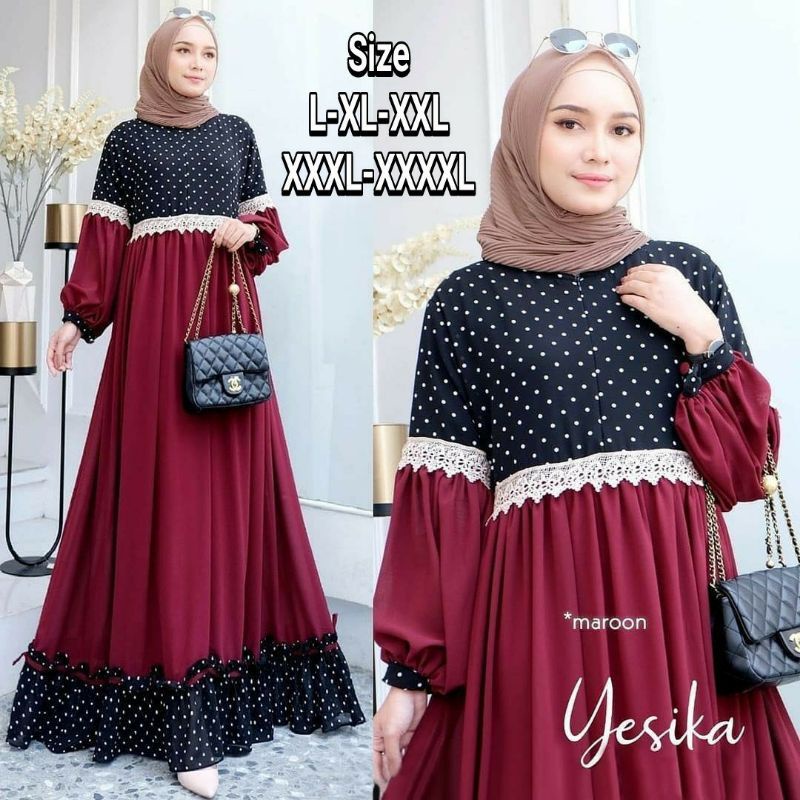 Gamis jumbo terbaru LD 120,130,140, Yesika ( COD )