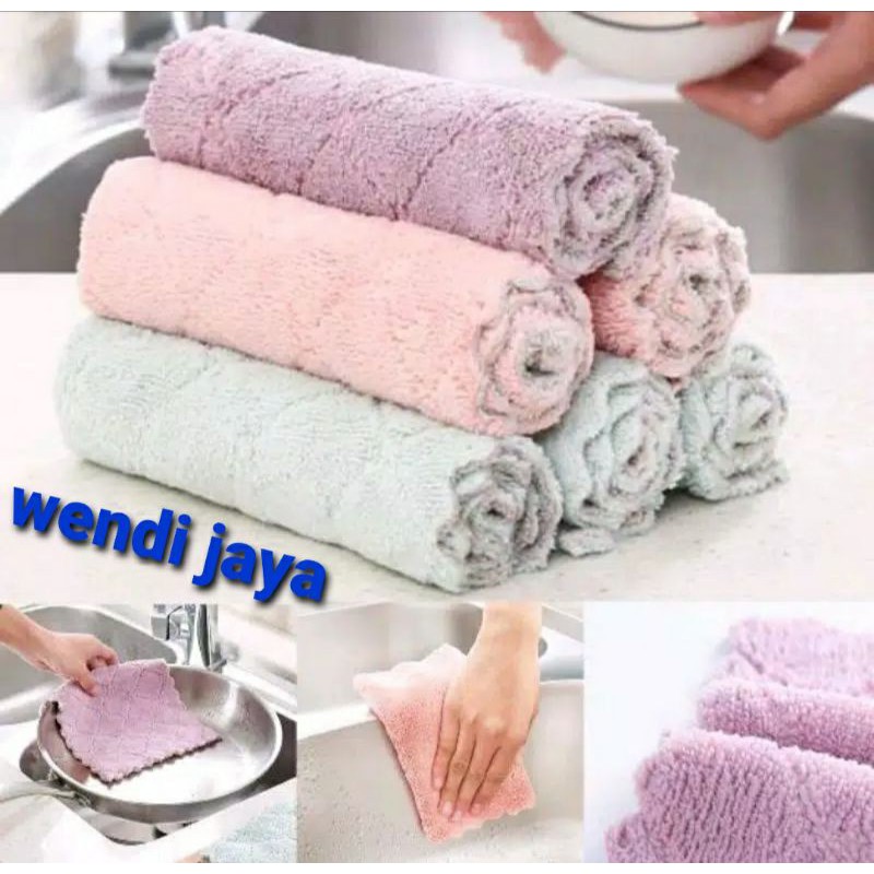 kain lap piring anti minyak bahan microfiber uk 25x25cm/ kain lap anti minyak/ lap cuci piring