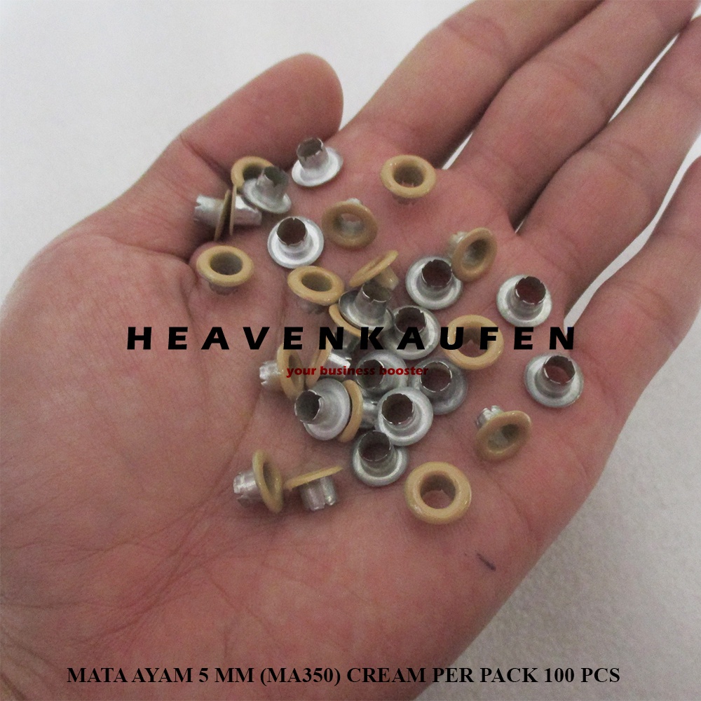 Mata Ayam Eyelet Mata Itik 5 mm Kode MA350 Warna Cream Per Pack isi 100 Pcs