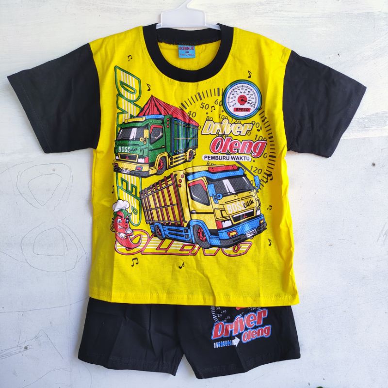 Setelan anak cowok 1 2 3 4 5 6 tahun truk truck oleng