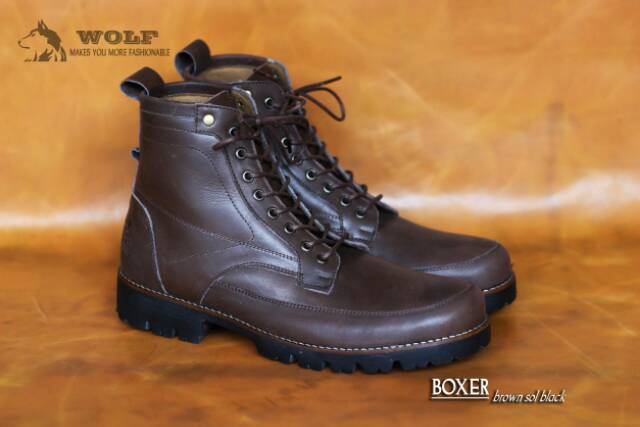 SEPATU BOOT FULL KULIT ASLI (kulit sapi) WOLF BOXER ORIGINAL