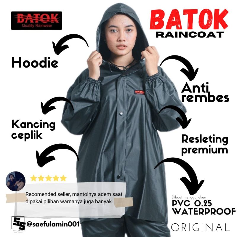 jas hujan mantel pria wanita batok tebal dan lentur