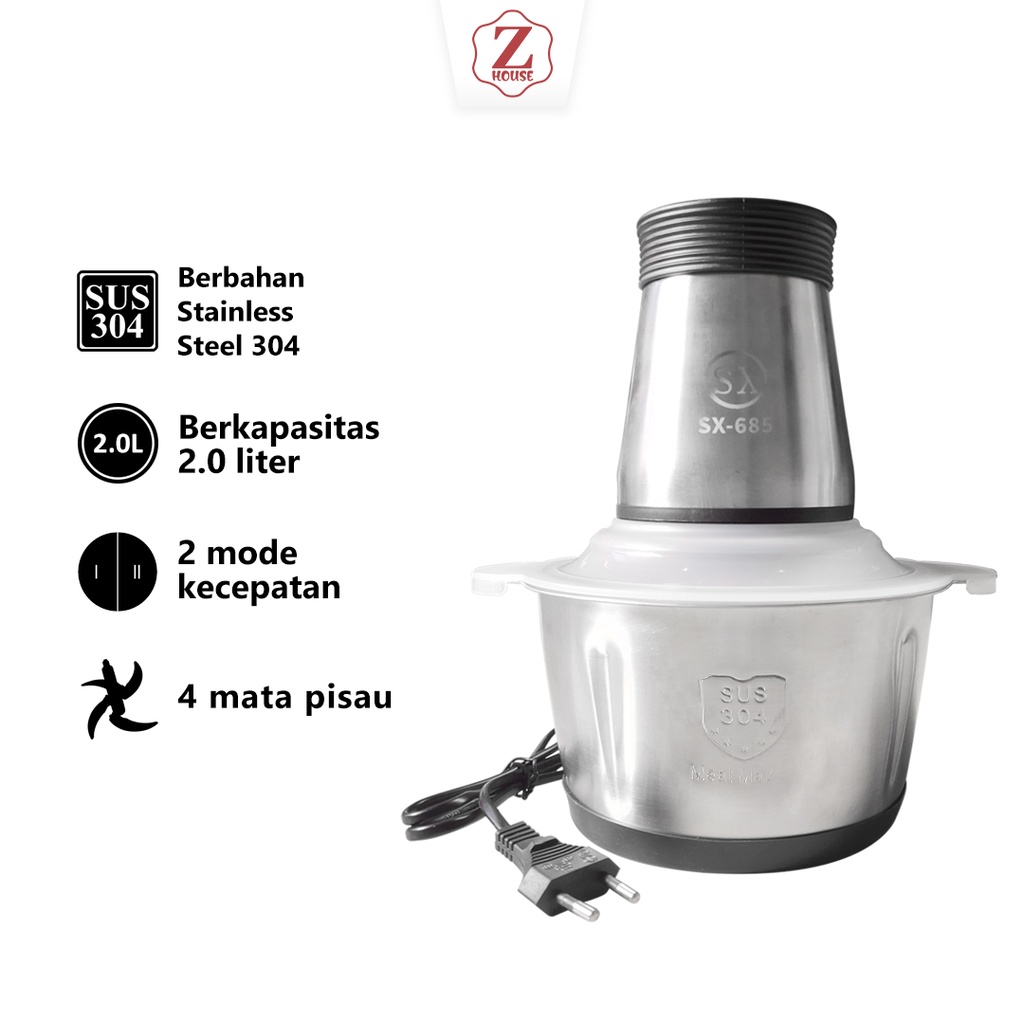 Blender Daging Elektrik Chopper Blender Daging Chopper Meat Blender Elektrik Stainless Steel Chopper Blender Chopper Stainless Multi Fungsi Serba Guna Food Grade Blender Bumbu Dapur Blender Daging Blender Elektrik Bagus