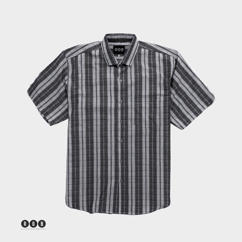RGB Clothing Company Kemeja Kotak Pria Big Size Lengan Pendek Abu RHMP1301054
