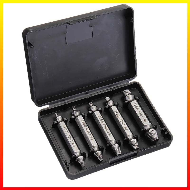 Set 5 PCS Mata Bor Baja Perbaikan Baut Skrup Patah Extractor Broken Screw Remover DIZAINLIFE - 7ROTJ8SV