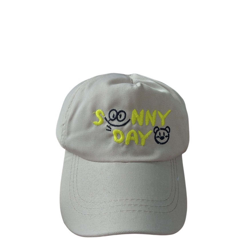 Topi Baseball Anak Bordir Lucky / Just Do It / Super Dino / Sunny Day Usia 2-10 Tahun Laki Perempuan Imut Lucu Kualitas Premium-Topi Sunnyday Krem