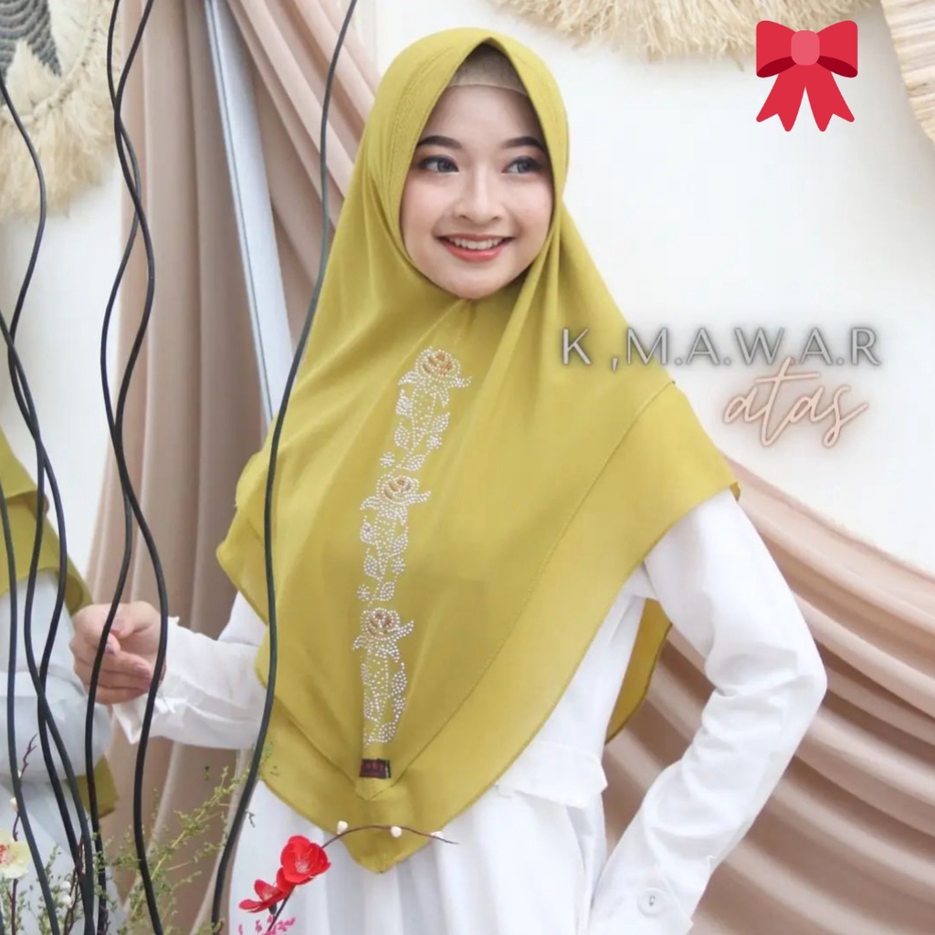 HIJAB PAYET MAWAR CERUTY 2 LAYER KHIMAR PAYET MAWAR BEST SELLER