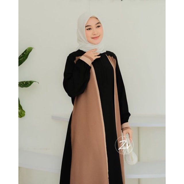 abaya simple elegan ori ZR, gamis hitam, gamis abaya