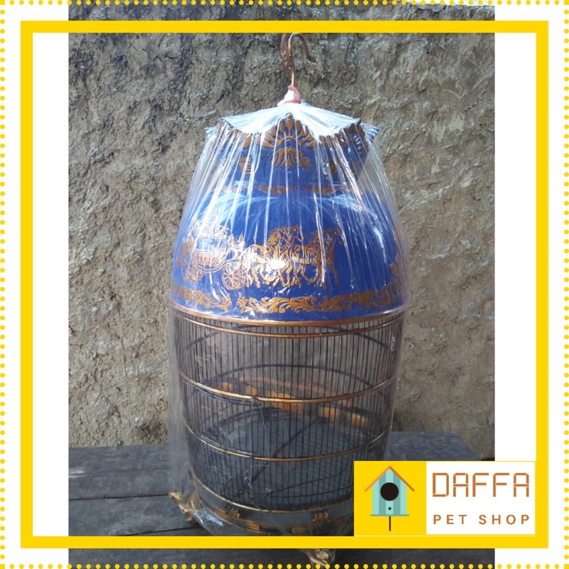 Sangkar Burung Mahkota Kereta Kencana Bahan Fiber Warna Biru - Kandang Perkutut