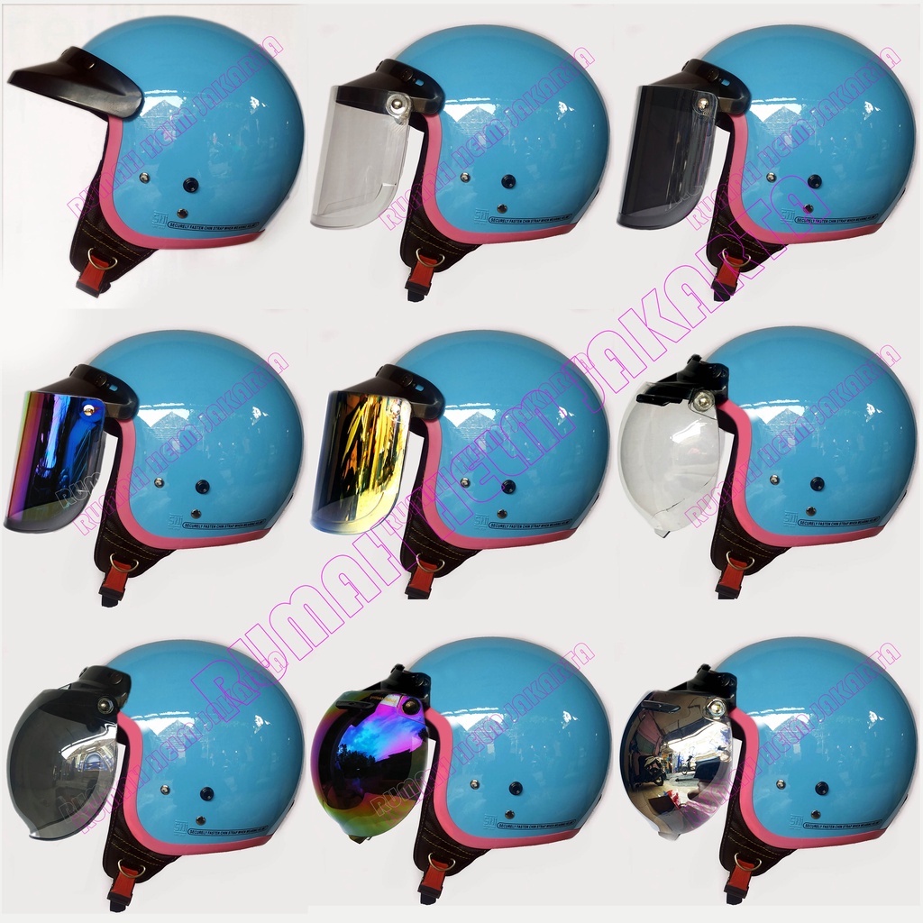 Helm dewasa bogo retro,Warna PASTEL TOSCA GLOSSY
