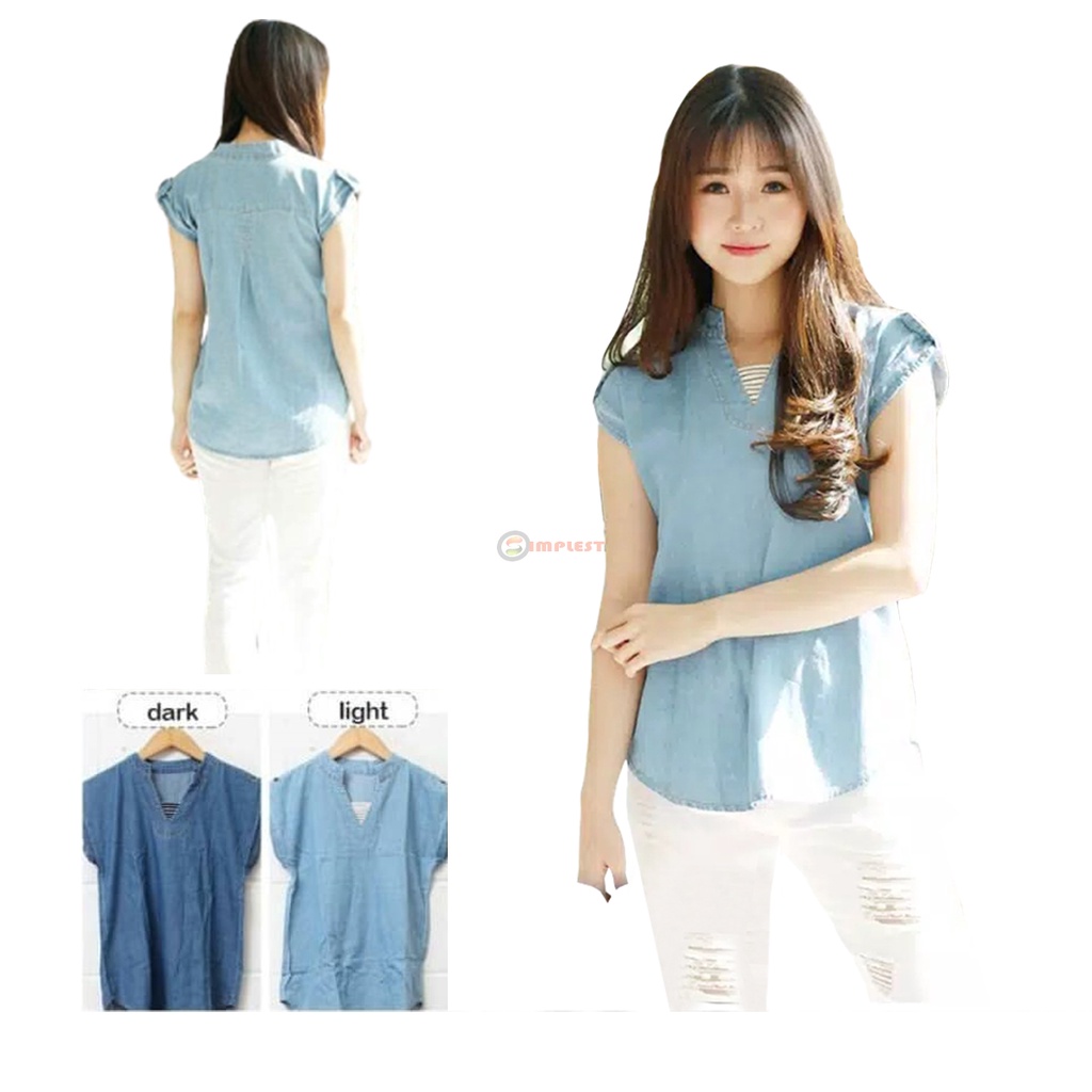 Baju Atasan Wanita Jeans Blus Jeans Blouse Jeans Denim Wanita - BL9979