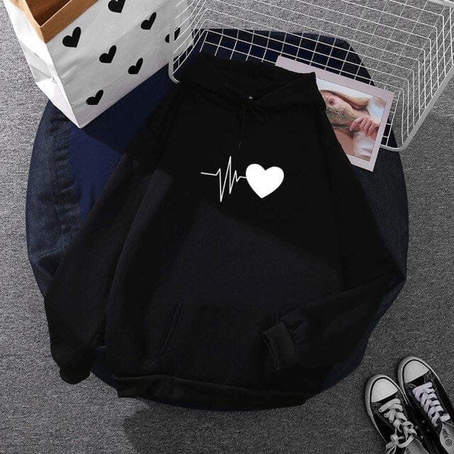 Jumper hoodie HEART LOVE || HEART LOVE Sweater Hoodie Sz M-XL ( Pria &amp; Wanita )